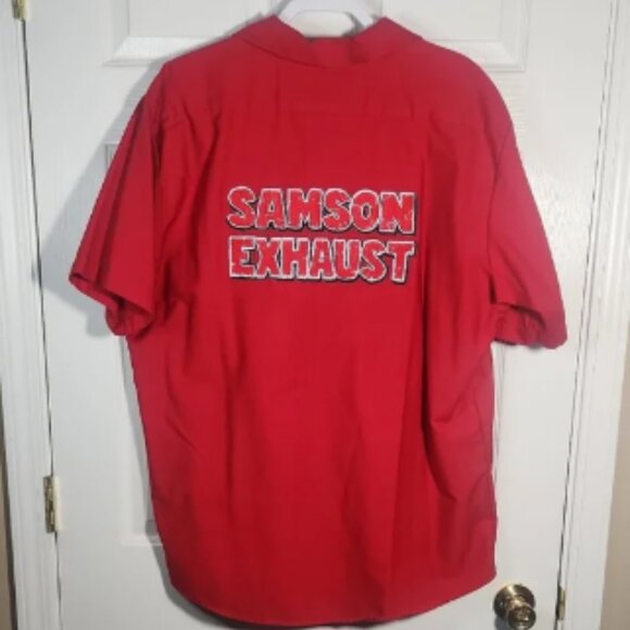 Vibrant Red Casual Button Down Shirt with Pointed Collar - Picture 5 of 5